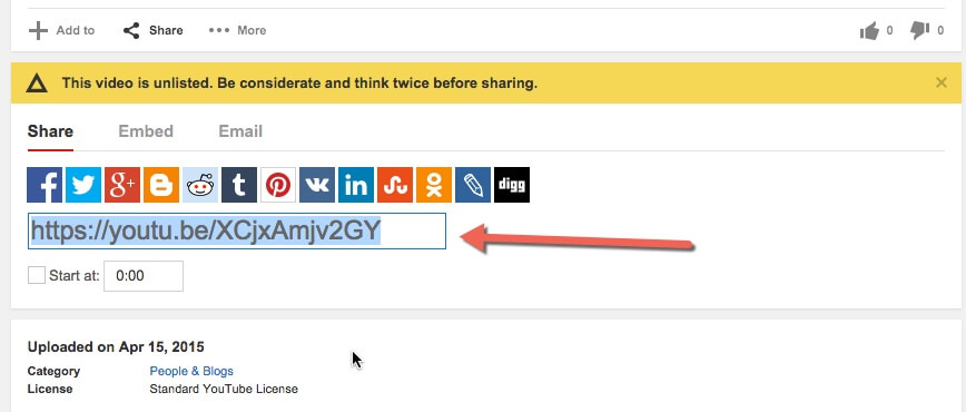Youtube Sharable URL